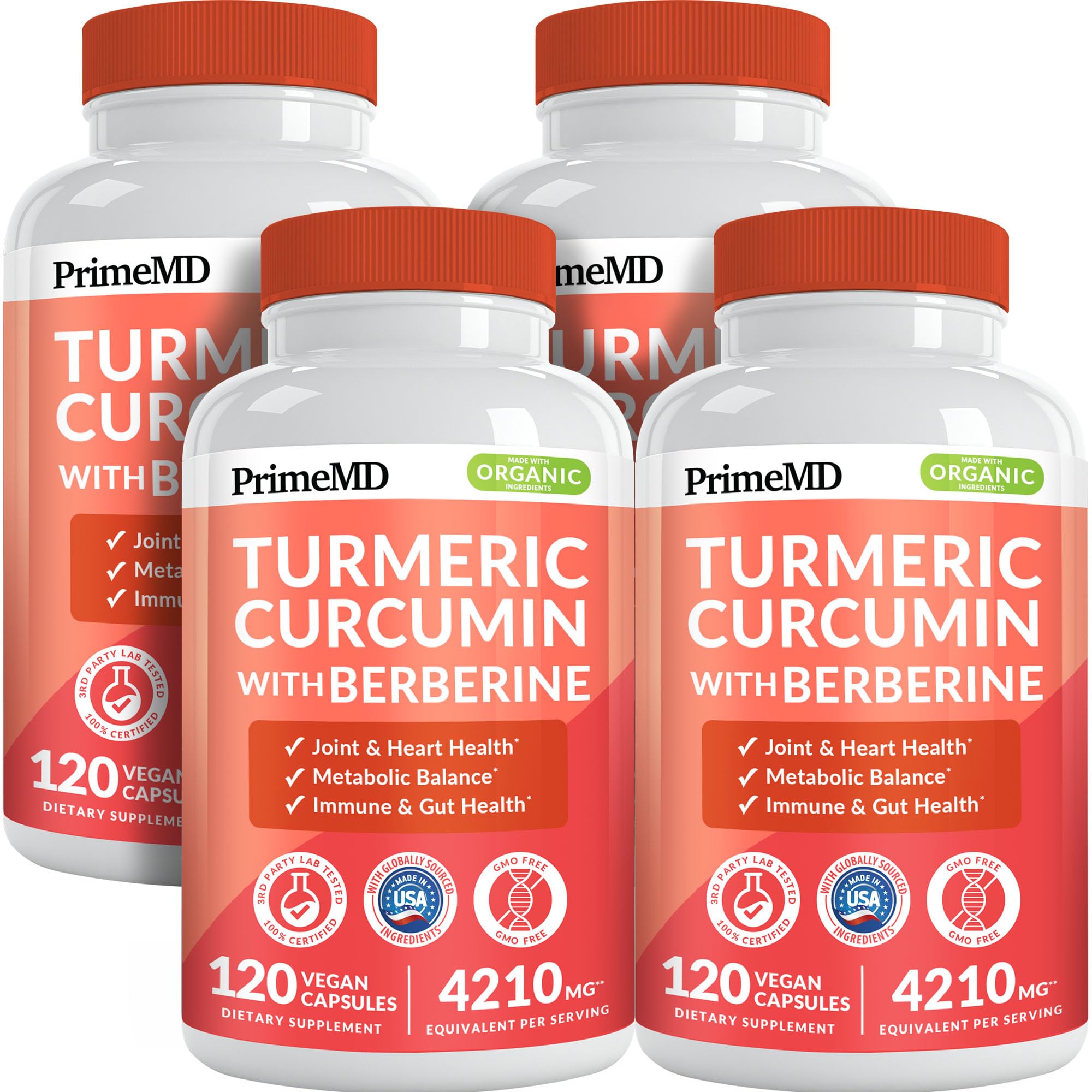 PrimeMD 5-in-1 turmeric bottle supports daily wellness with a potent blend.