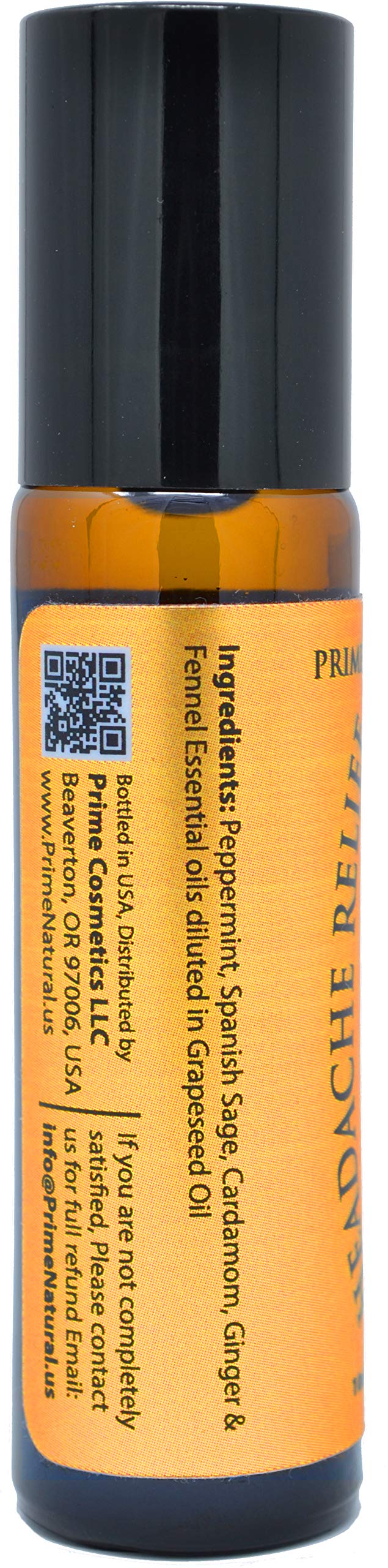Dark amber glass roll-on bottle with metal roller