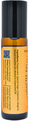 Dark amber glass roll-on bottle with metal roller