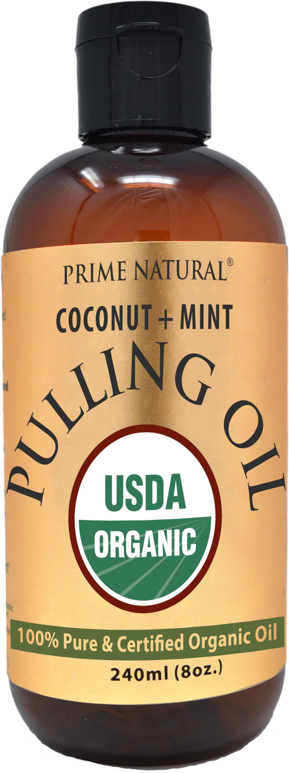 Prime Natural Oil Pulling 8oz bottle with organic coconut and peppermint oil