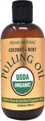 Prime Natural Oil Pulling 8oz bottle with organic coconut and peppermint oil