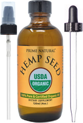 Prime Natural Organic Hemp Seed Oil 4oz USDA Certified bottle