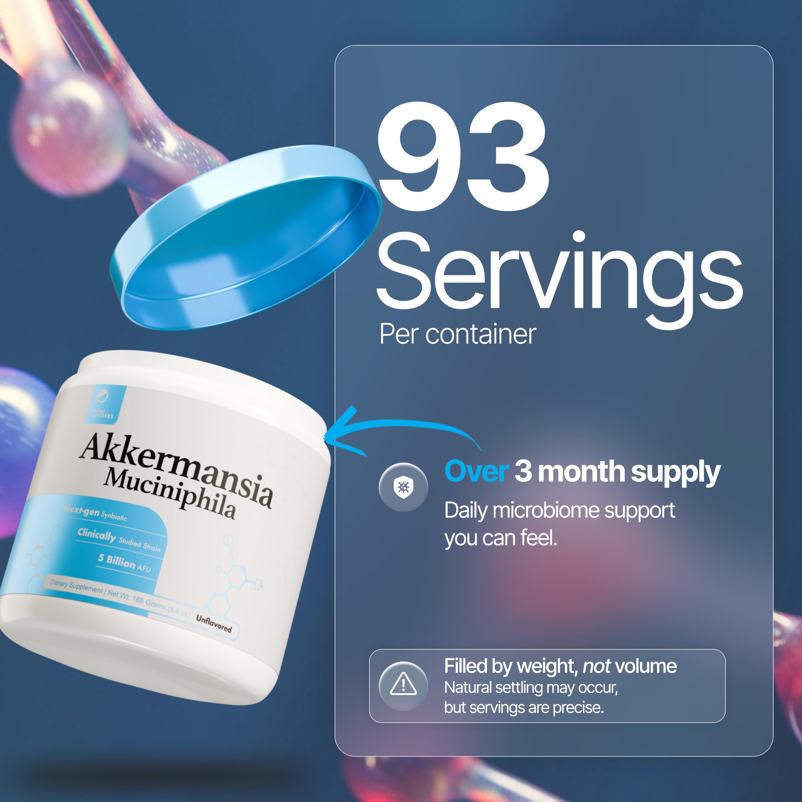 Measuring scoop with unflavored Akkermansia powder
