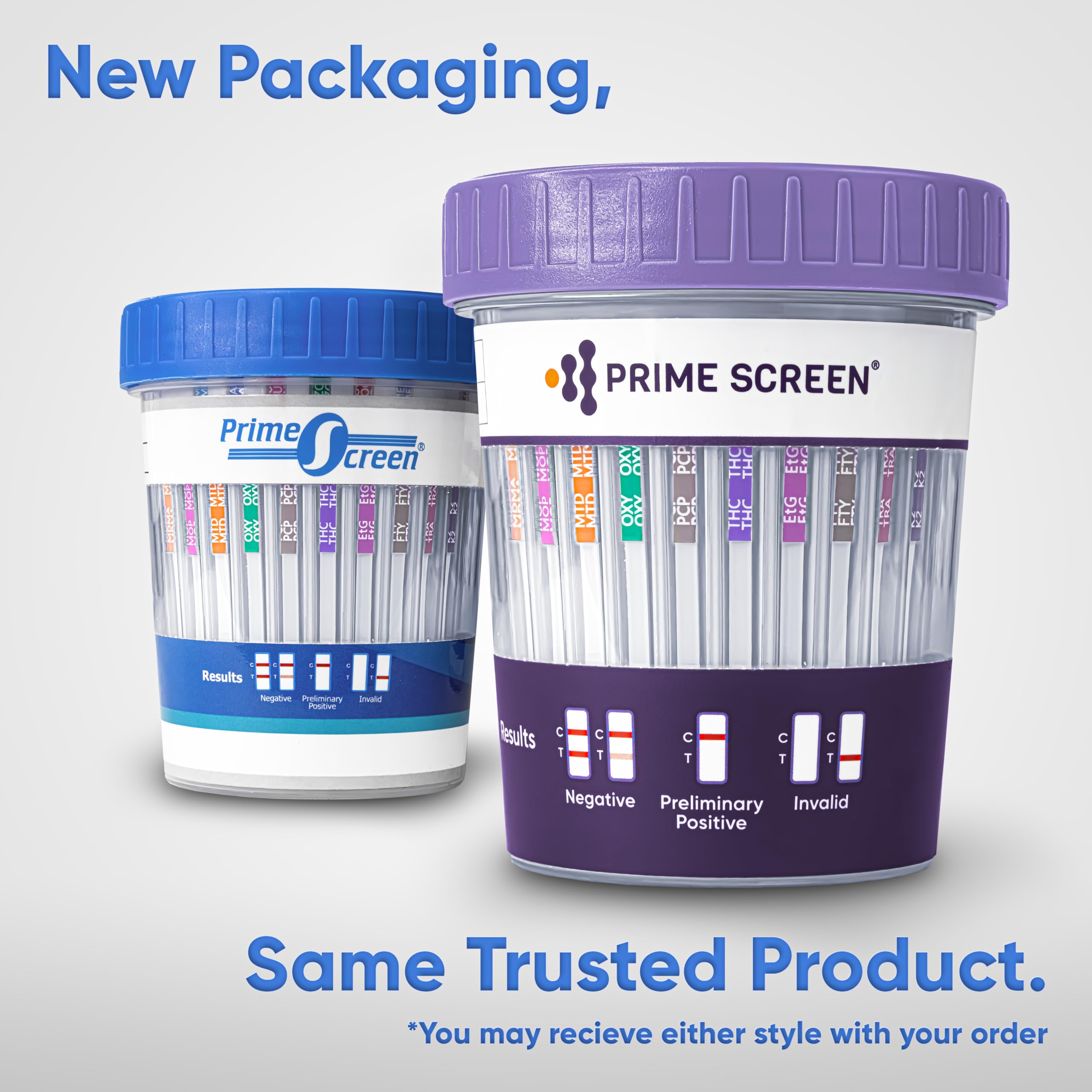 Side view of Prime Screen 14-Panel Urine Drug Test Cup