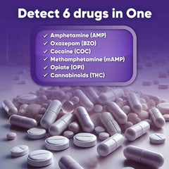 Urine drug test cassettes and accessories laid out