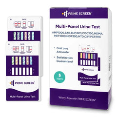 Prime Screen 5-Pack 12-Panel Urine Drug Test Kit – packaging and components