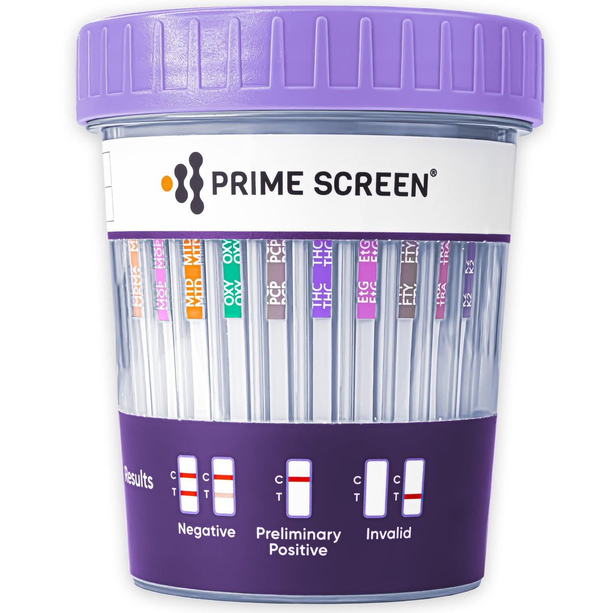Prime Screen 16-Panel Urine Drug Test Compact Cup Kit – packaging and components