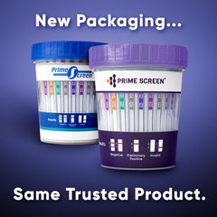 Kit components: cups, test strips, and instructions