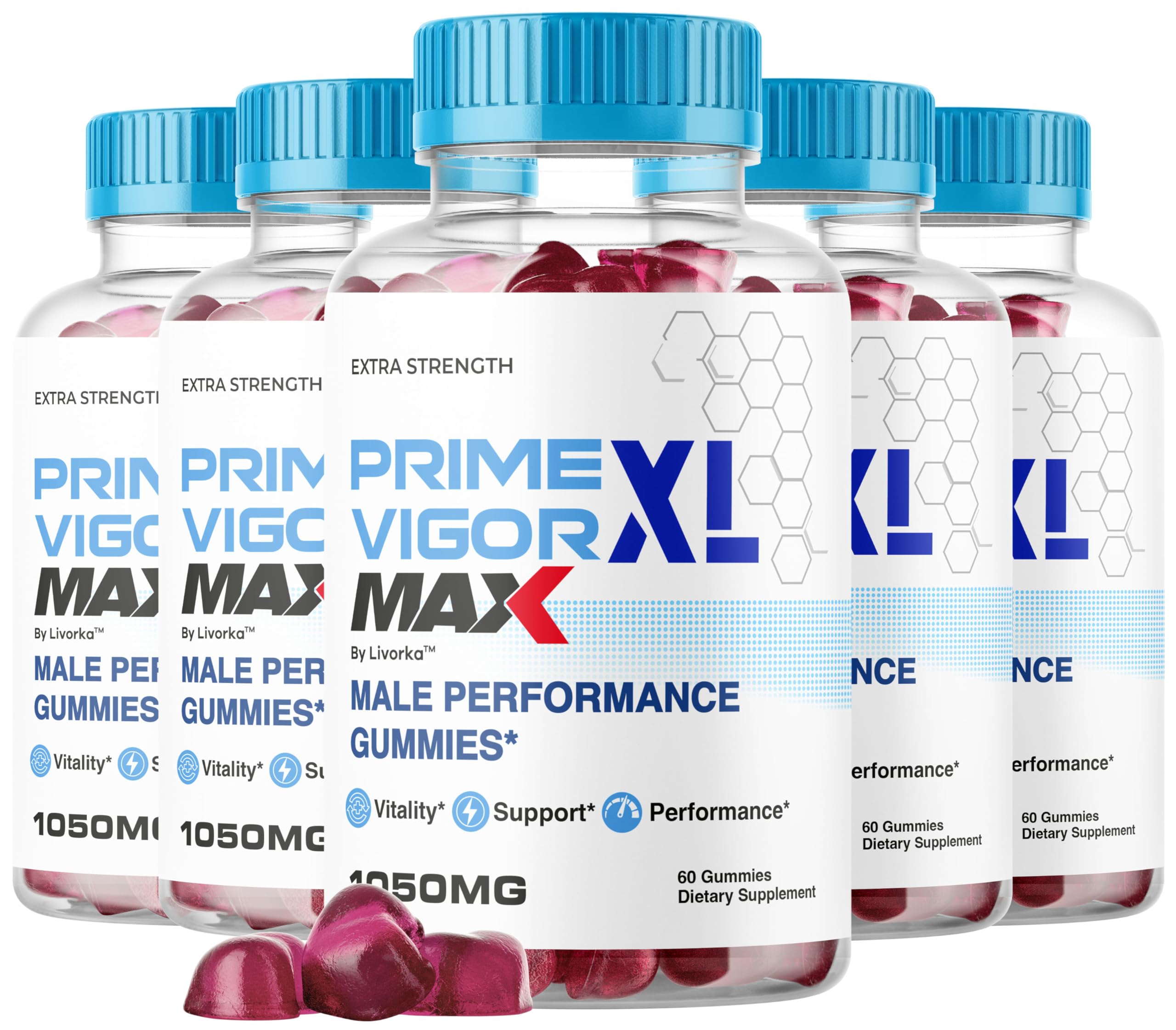 Front view of Prime Vigor XL Max 5-pack gummies box