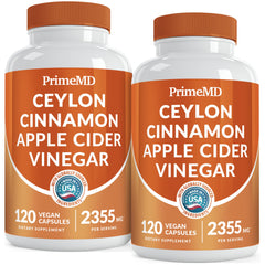 PrimeMD ceylon cinnamon capsules bottle front with daily wellness focus.