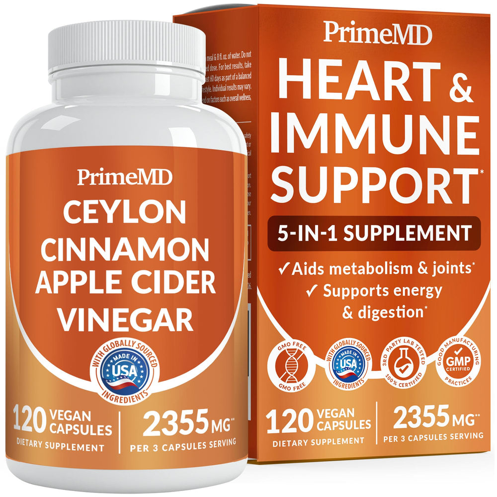 PrimeMD front packaging showing bottle and clear ingredient list benefits