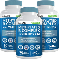 PrimeMD methylated B complex bottle front offers daily energy support.