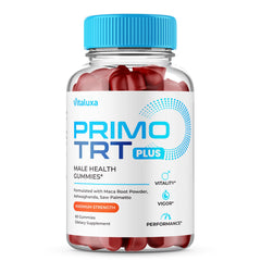 Bottle front label of Primo TRT Gummies