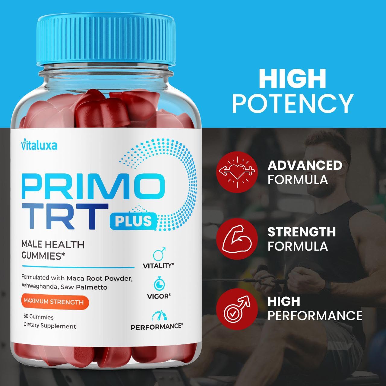 All-natural ingredients concept for Primo TRT Gummies