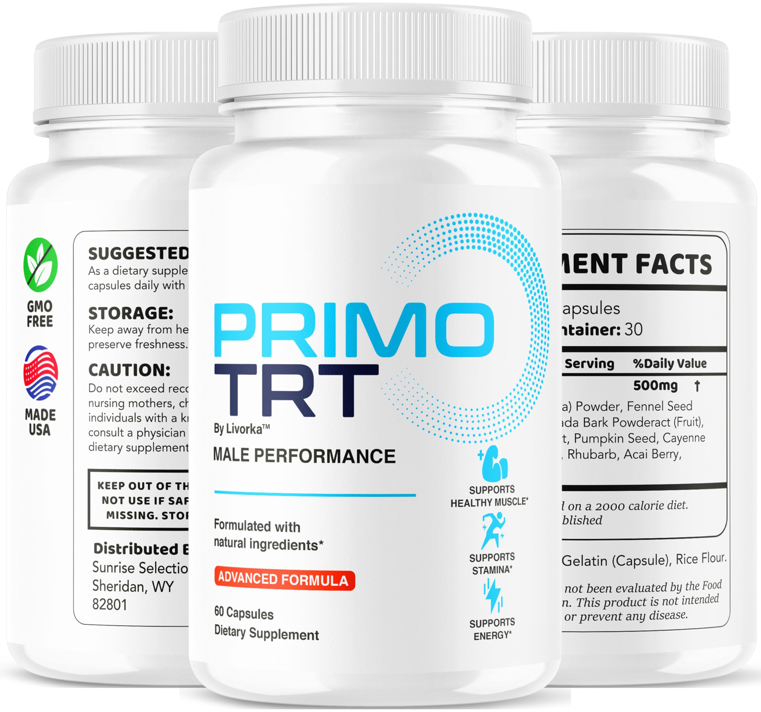 Lifestyle scene featuring Primo TRT pills for men