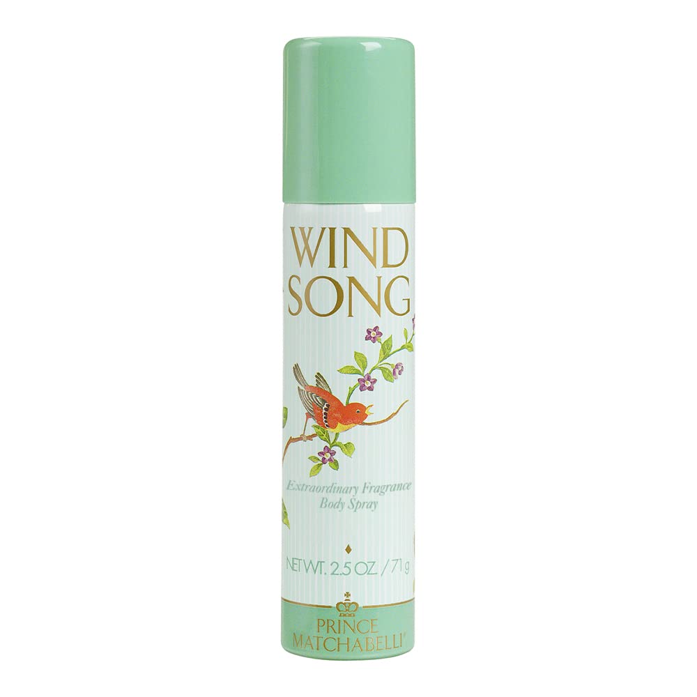 Prince Matchabelli Wind Song deodorant spray bottle for daily refresh and light fragrance.