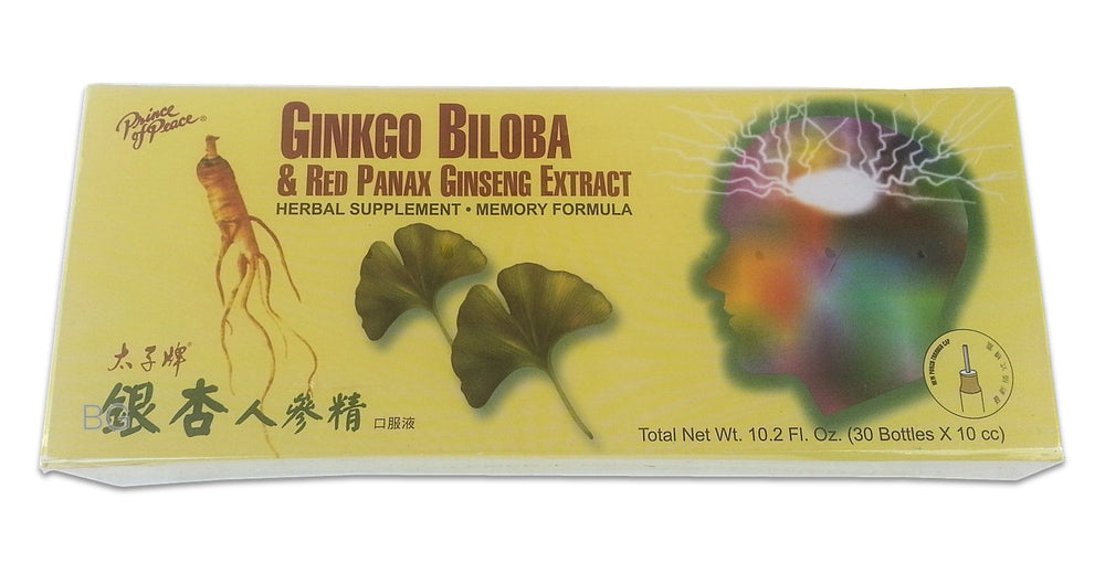 Front view of Prince Of Peace Ginkgo Biloba & Red Panax bottle