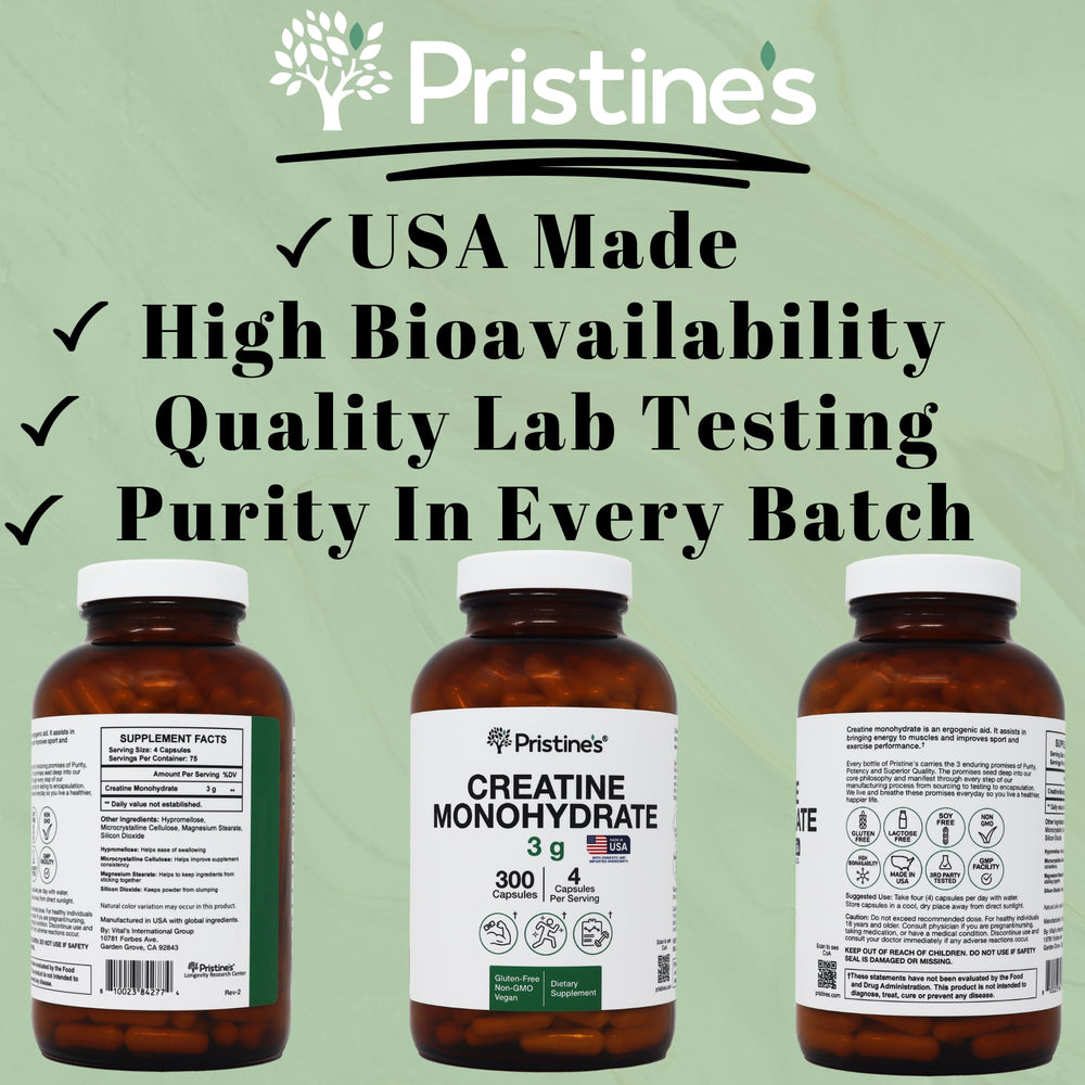 NSF Certified seal on PRISTINE Creatine Monohydrate