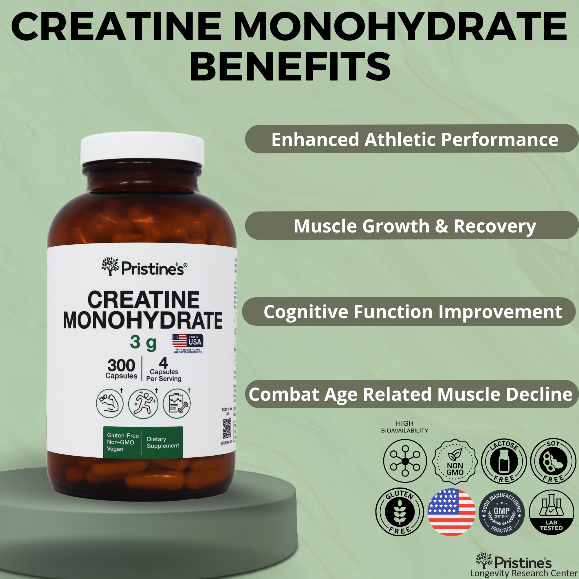 PRISTINE Creatine Monohydrate packaging box
