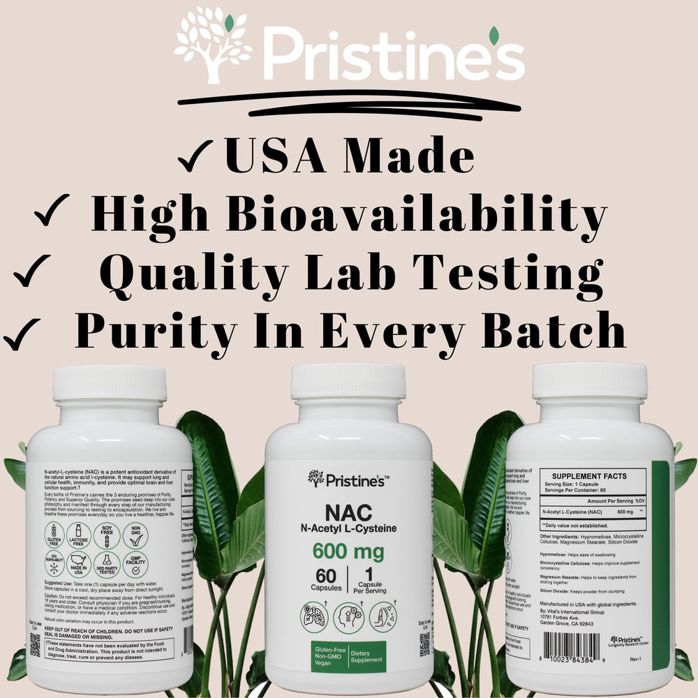 NAC supplement with detailed nutrition label