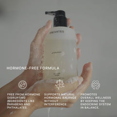 PRIVATES shower routine scene with product for external cleansing in the shower.
