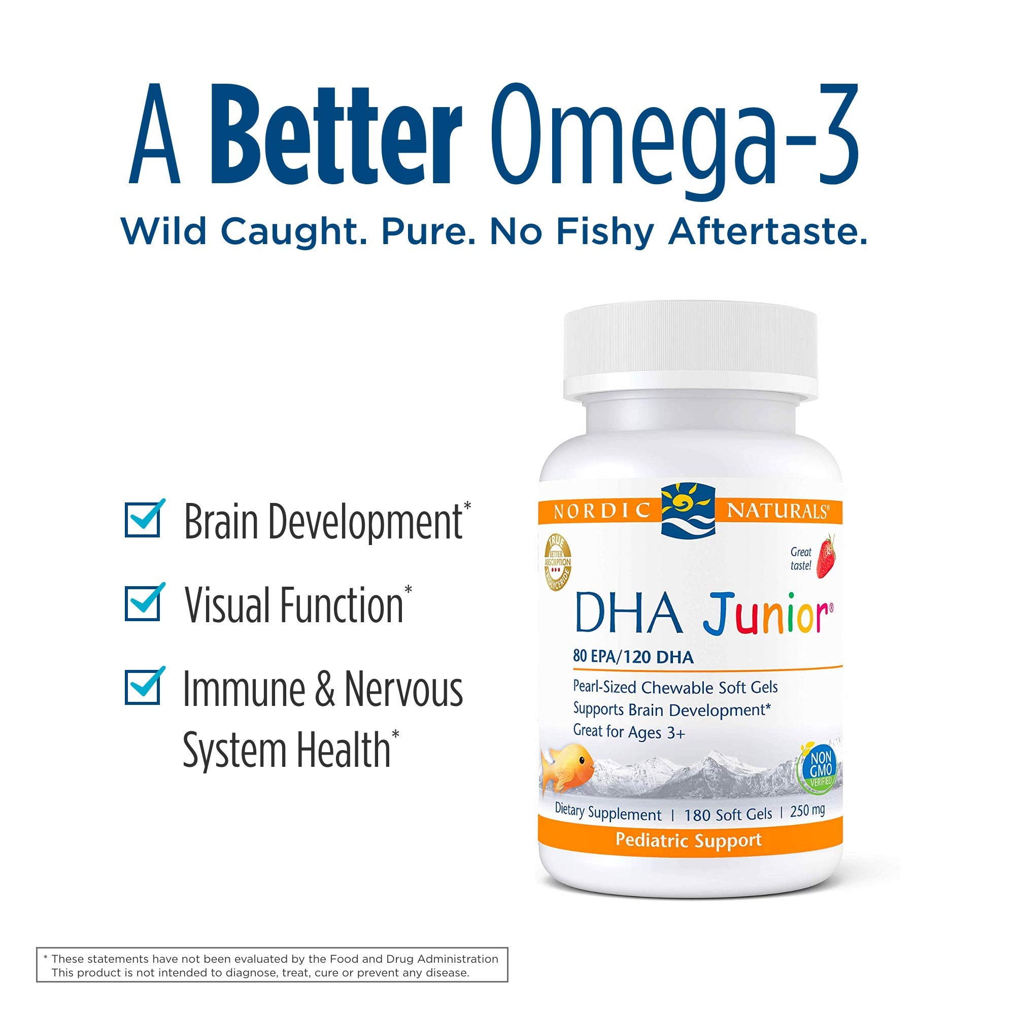 Nutrition facts panel for Pro DHA Junior Strawberry