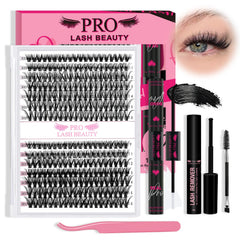 PRO LASHBEAUTY lash clusters kit tray 280pcs for easy at-home application.