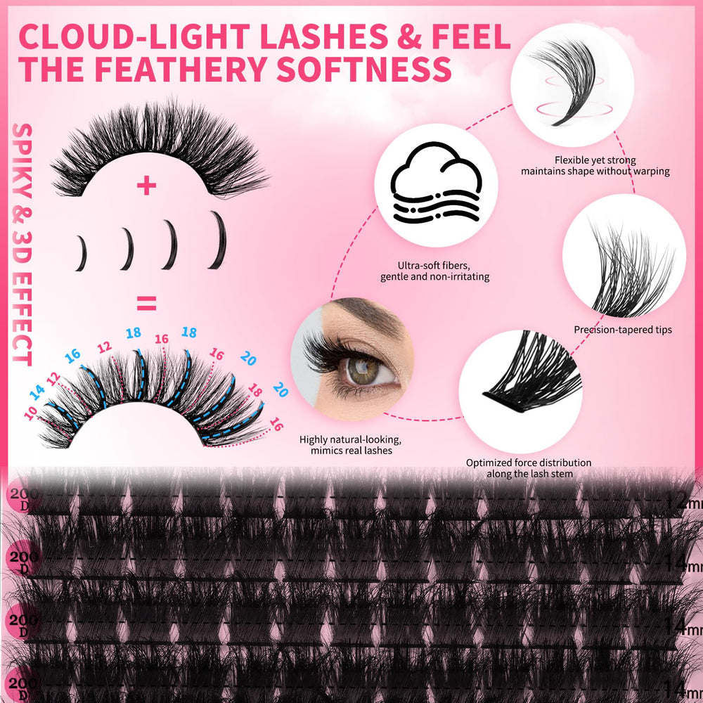 PRO LASHBEAUTY lightweight comfortable clusters for all-day wear