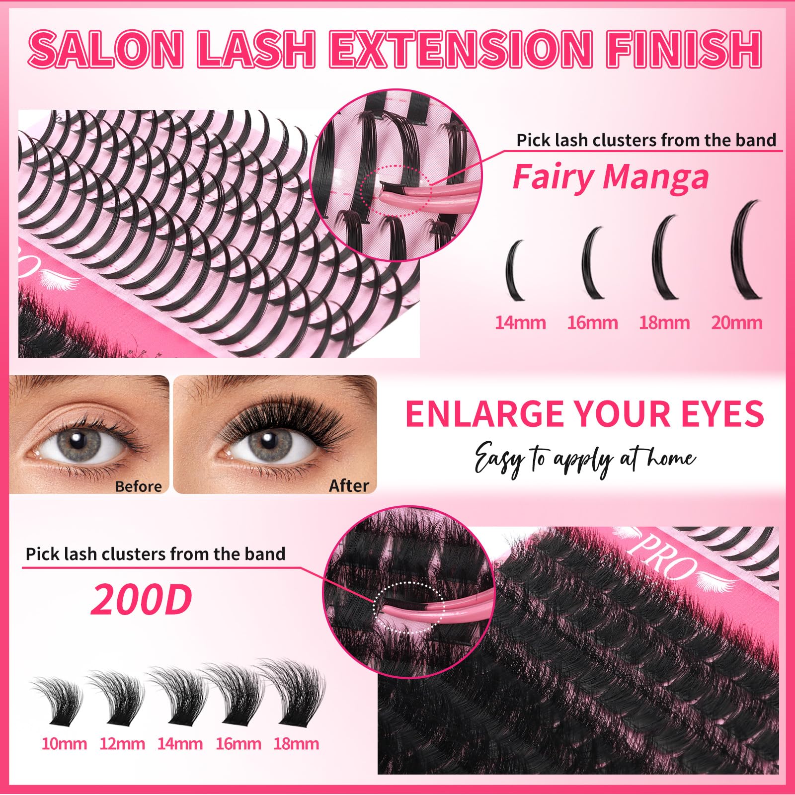 PRO LASHBEAUTY long lasting mild formula clusters with gentle ingredients