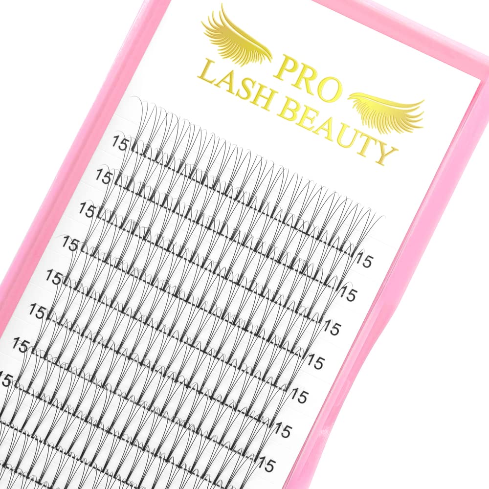 PRO LASHBEAUTY Premade Fans 3D-0.07 16mm close-up for natural volume.
