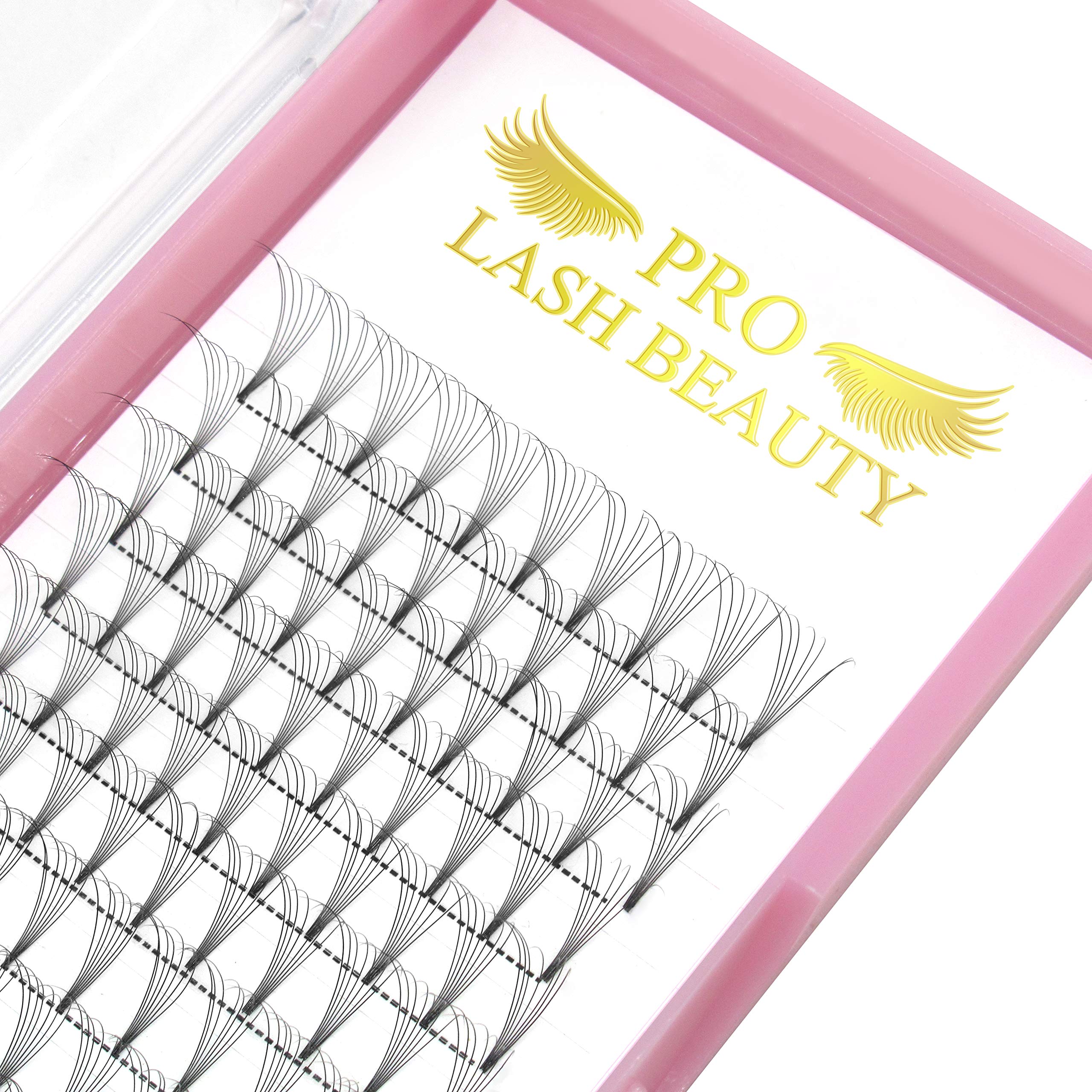 PRO LASHBEAUTY Premade Fans 7D-D curl, 17mm length for dramatic, lightweight volume.