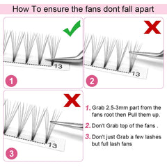 PRO LASHBEAUTY premade fans 19mm for extended length with comfortable wear.