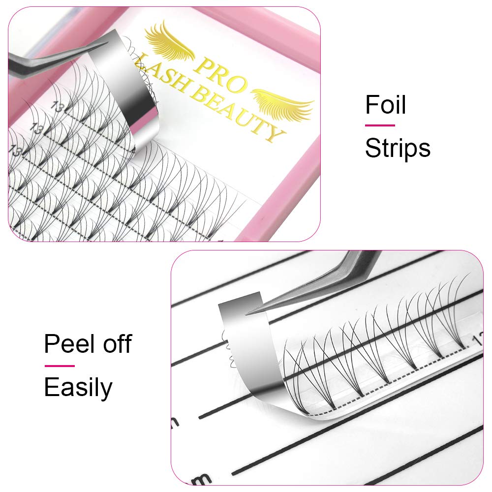 PRO LASHBEAUTY Premade Fans 9-20 mm length range close-up for versatility
