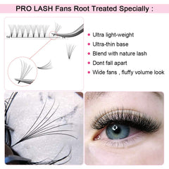 PRO LASHBEAUTY Premade Fans short-stem lashes for a neat base and natural look.