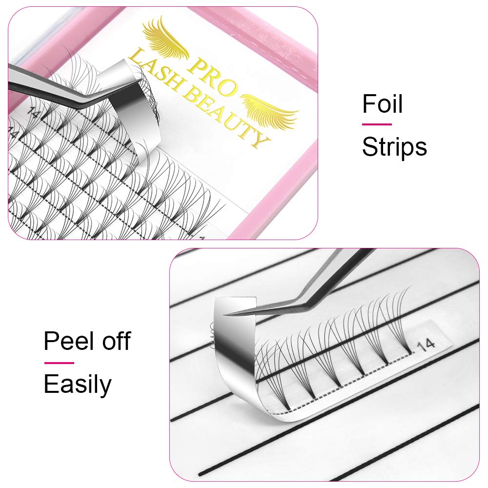 PRO LASHBEAUTY short-stem premade fans offering discreet, natural lash line.