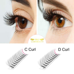 PRO LASHBEAUTY Premade Fans tight-root design minimizes base visibility.