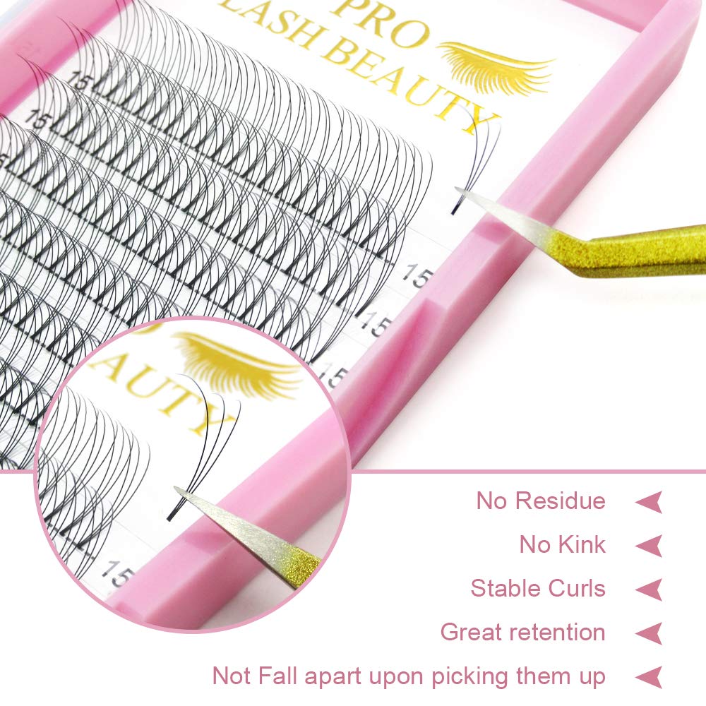 PRO LASHBEAUTY premade volume lashes 0.10 curl 9-15mm durable curl