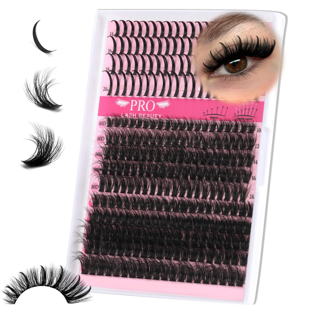 PRO LASHBEAUTY spikes lash clusters close-up for natural 3D look