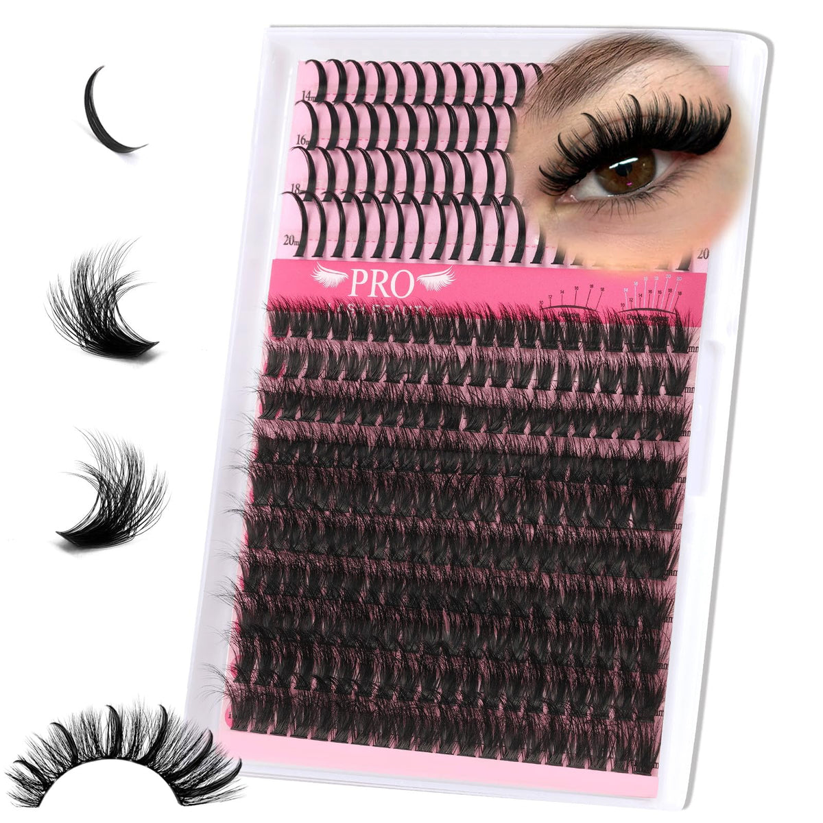 PRO LASHBEAUTY Spikes Lash Clusters tray with feather-soft bundles for a natural 3D look