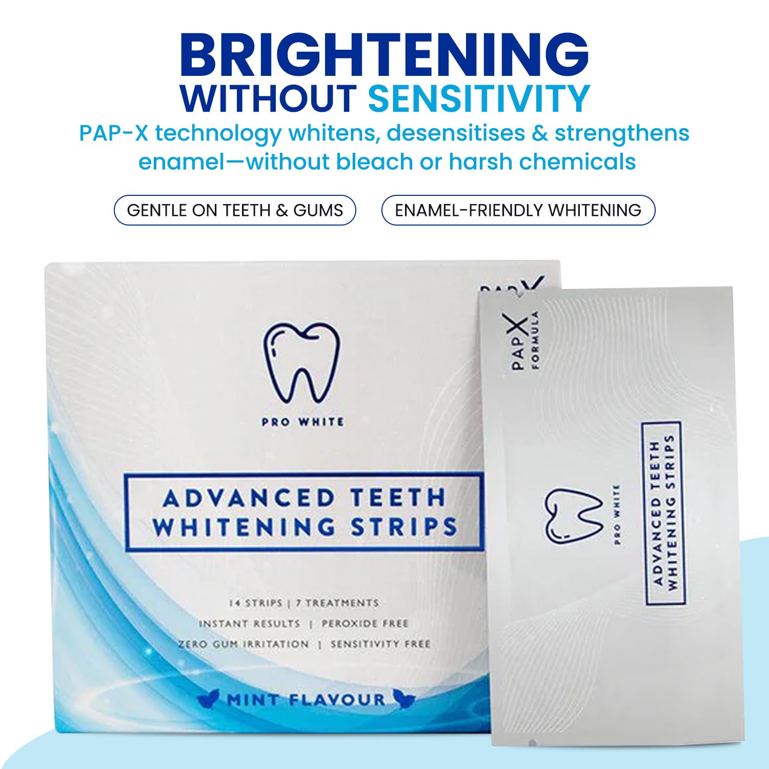 Seven individually sealed pouches of natural teeth whitening strips