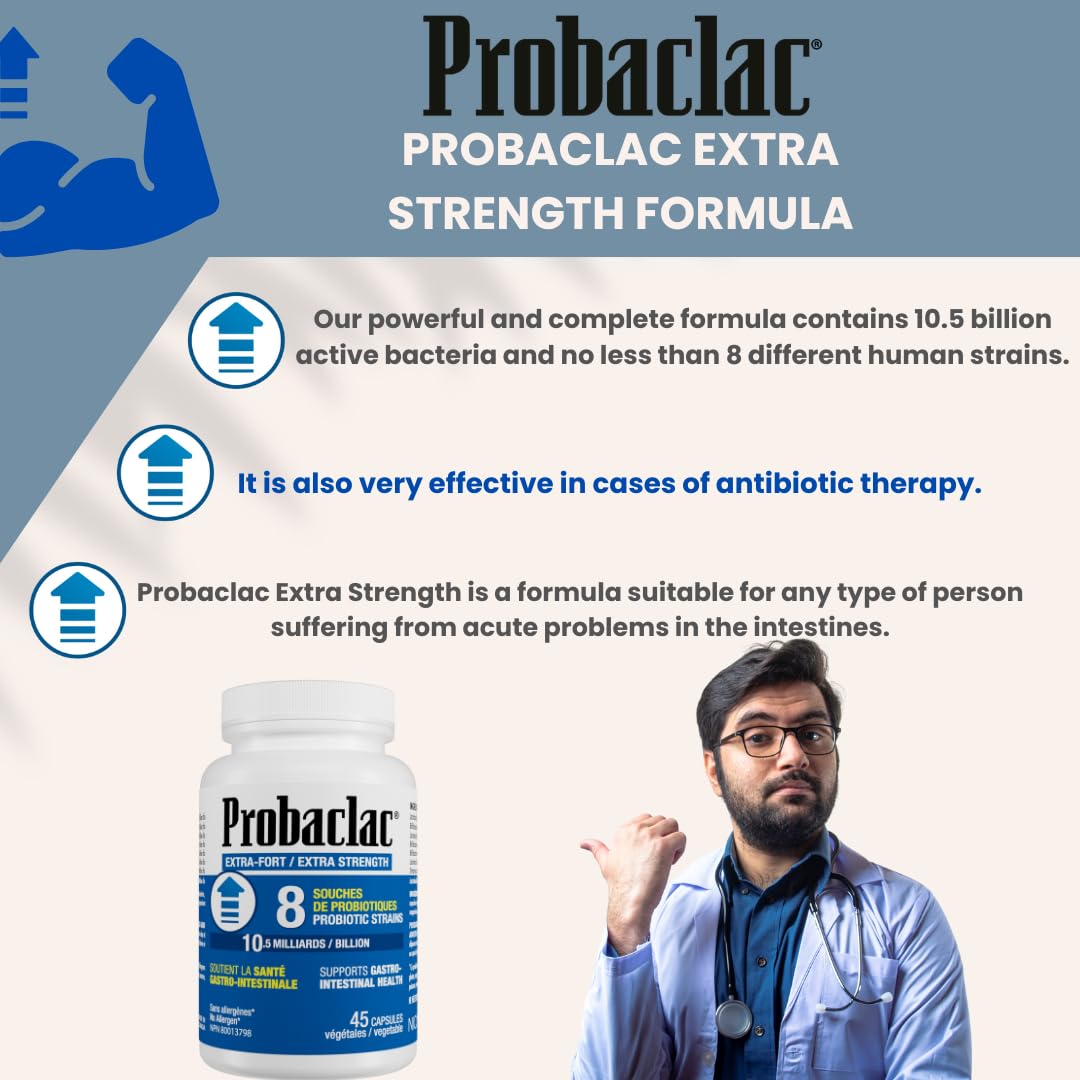 Illustration of seven probiotic strains for gut health