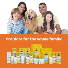 Back panel of ProBiora packaging with usage details