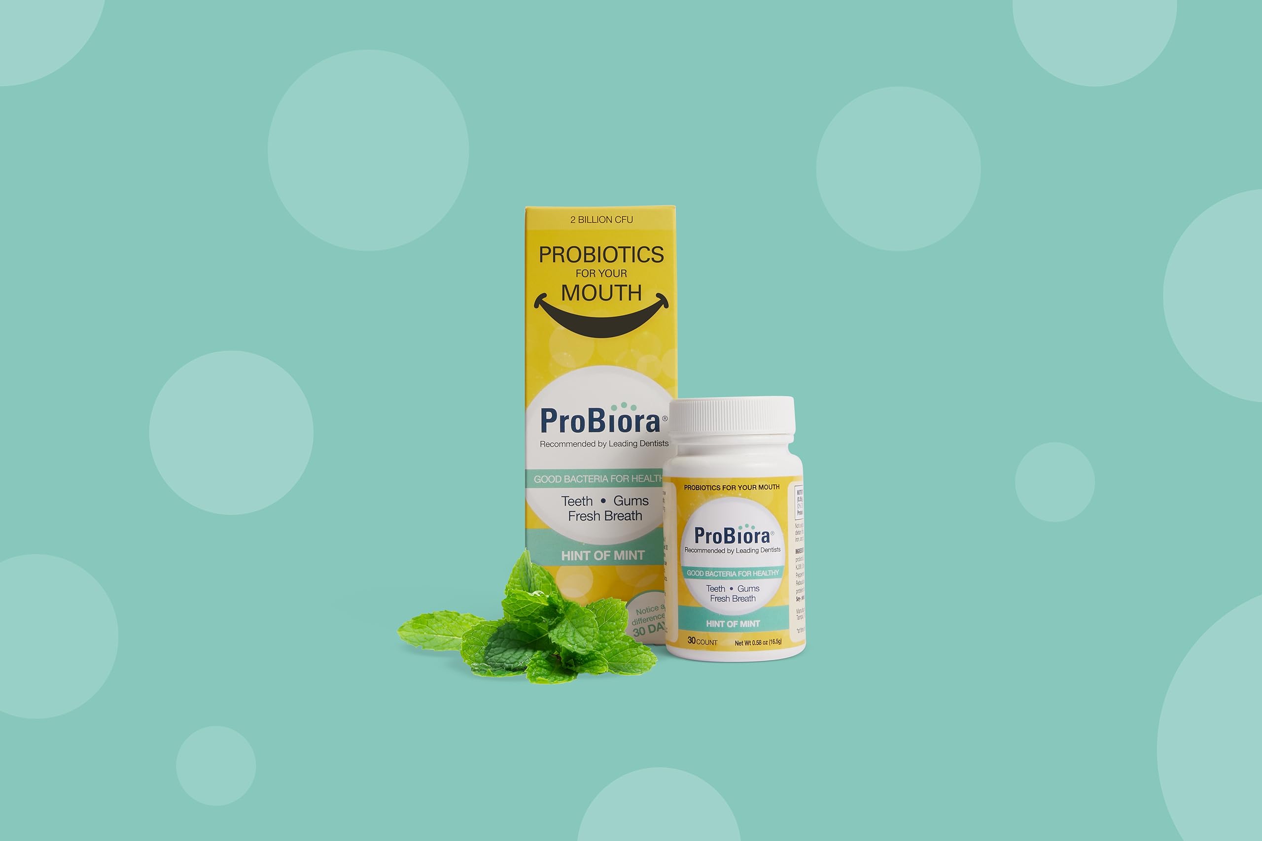 Pack of three boxes of ProBiora 30-count mint flavor