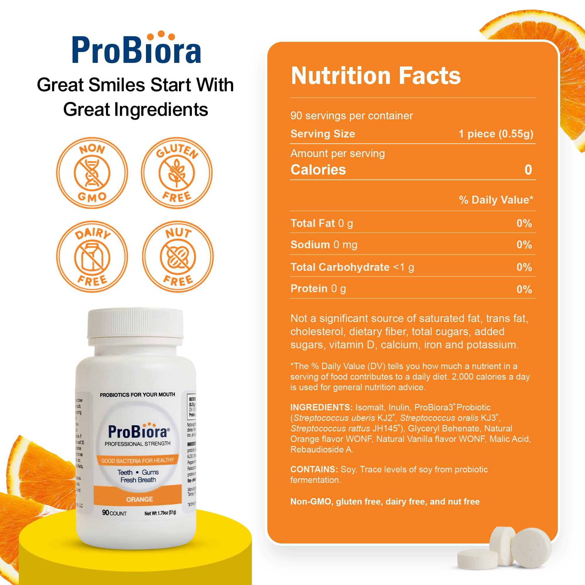 Professional-strength ProBiora tablets for oral health