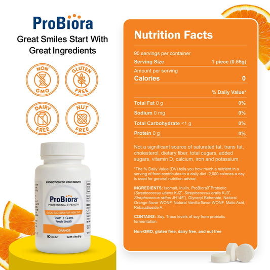 Professional-strength ProBiora tablets for oral health