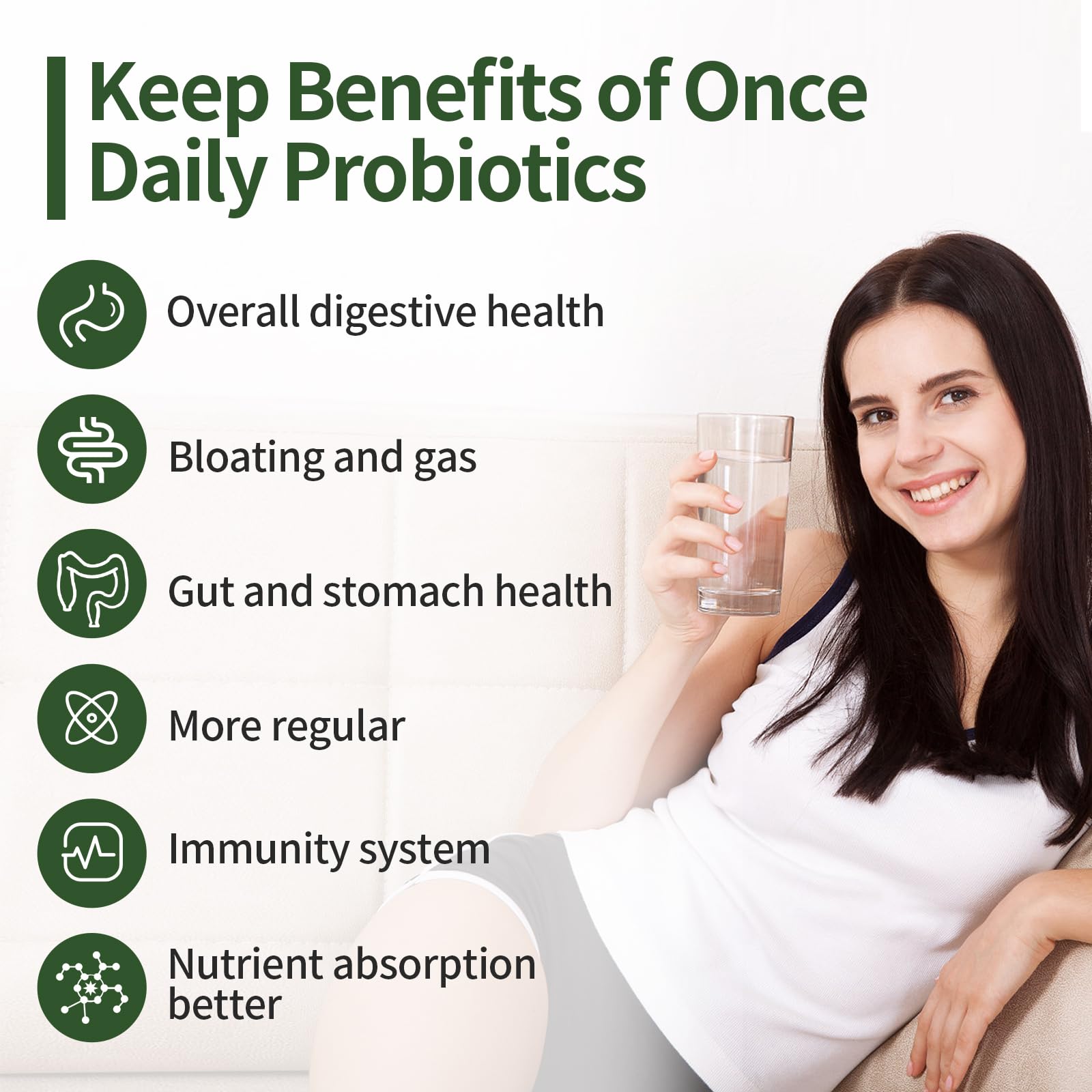 Illustration of 12 probiotic strains including Lactobacillus and Bifidobacterium