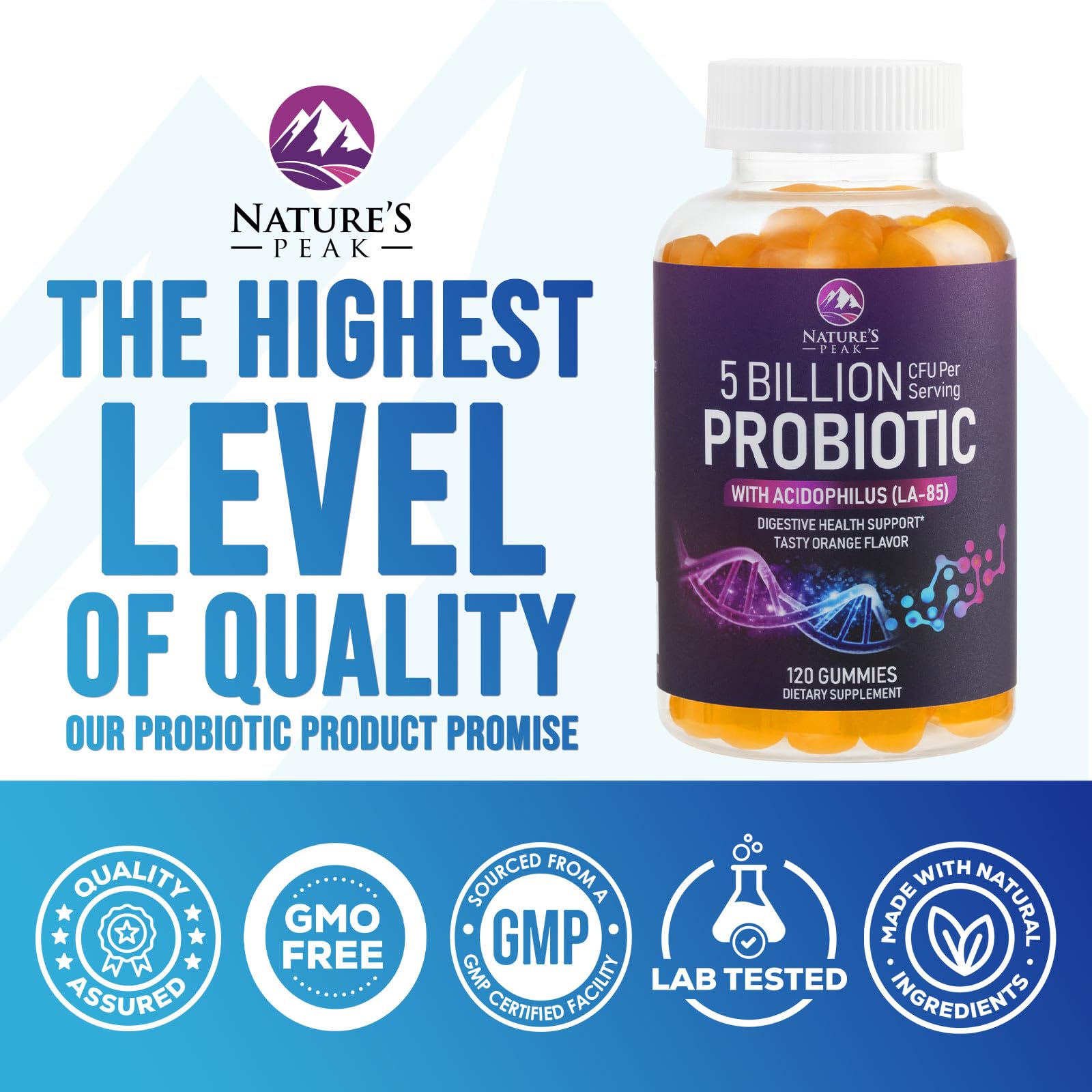 Whites background with probiotic gummies in row