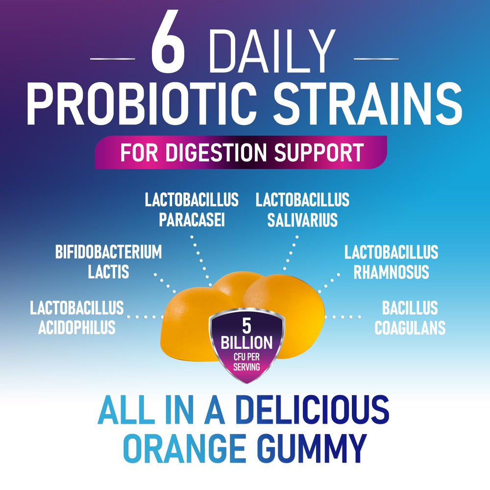 Front of bottle showing 5B CFU and 6 probiotic strains