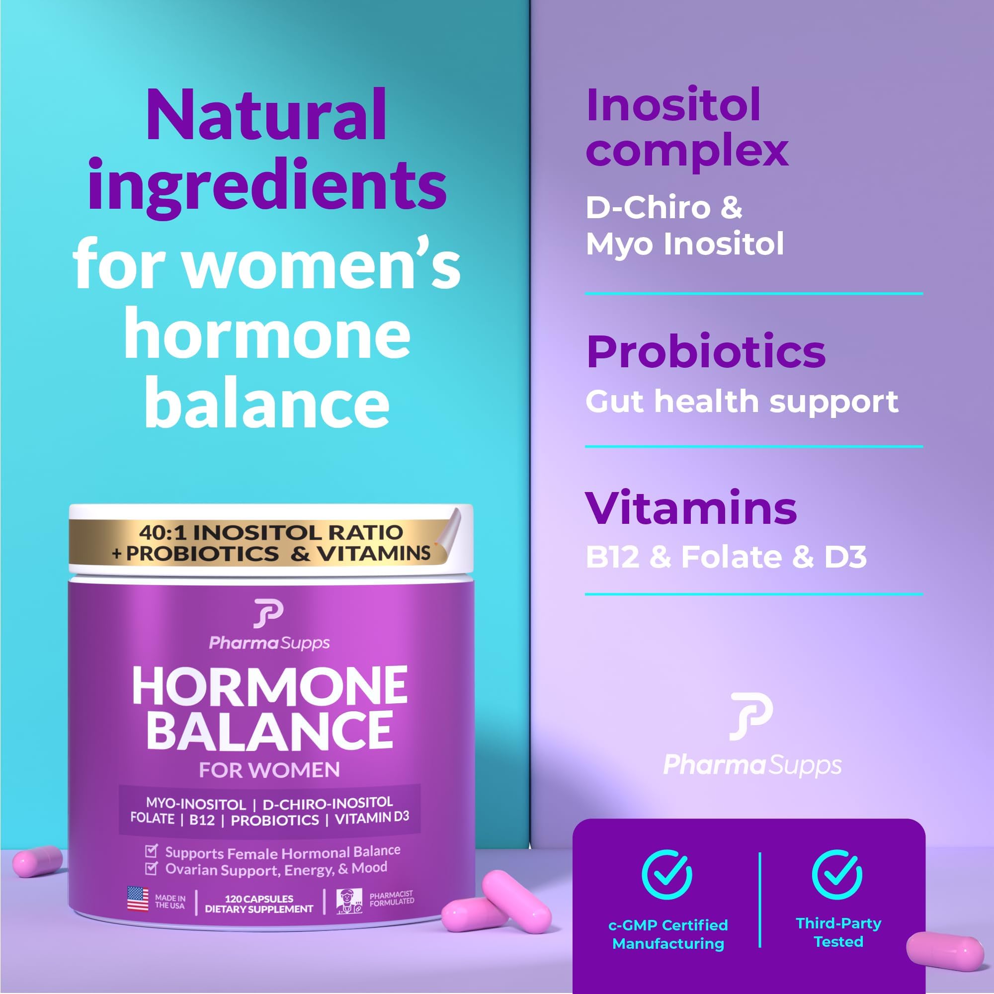 Probiotic capsules with 10 billion CFU for gut and hormones