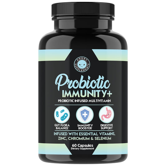 Bottle of Probiotic Immunity Supplement with zinc, chromium, selenium and essential vitamins